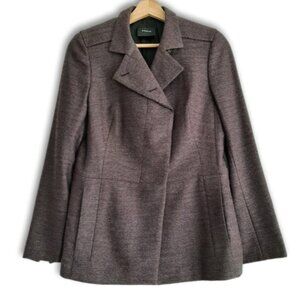 AKRIS Wool Cashmere & Silk Blend Asymmetric Blazer Jacket Brown Sz 8